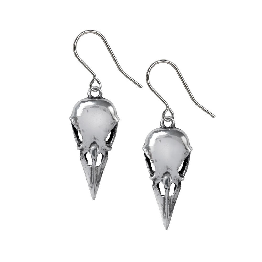 Alchemy Gothic Coeur Crane Raven Skull Earrings E462