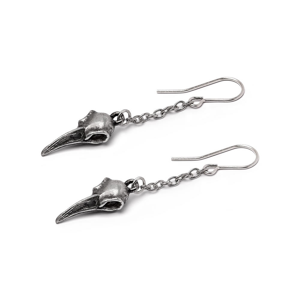 Alchemy Gothic Rabenschadel Schlenker Raven Skull Earrings E473