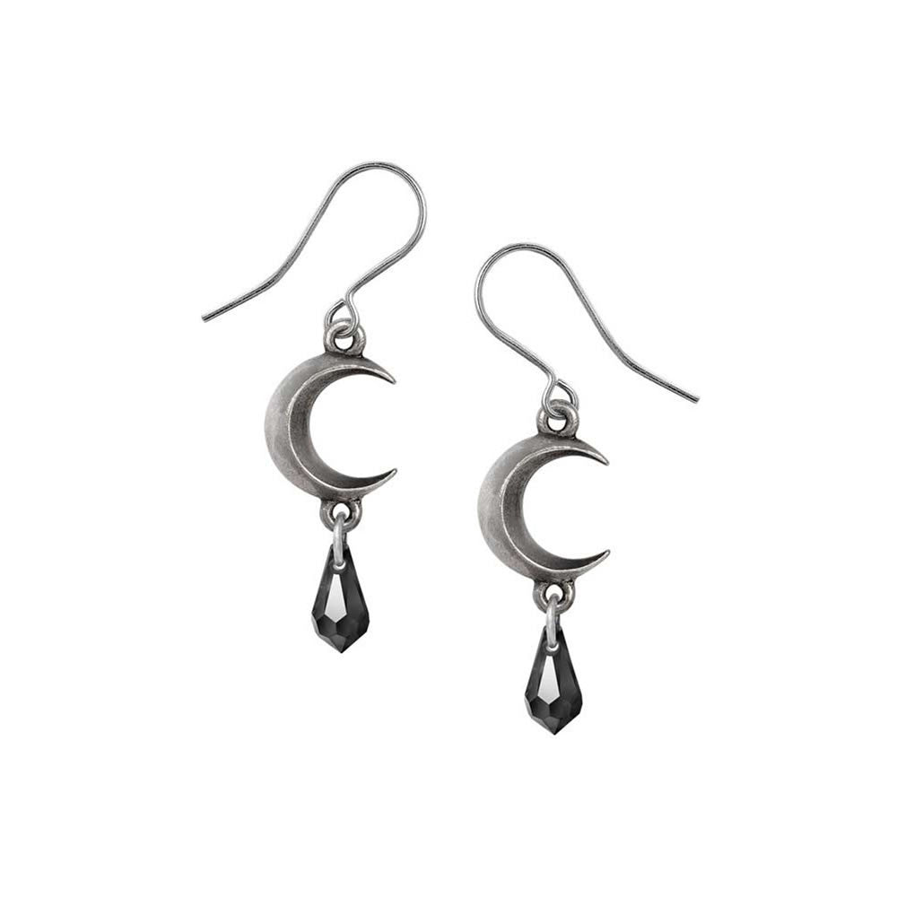 Alchemy Gothic Tears of the Moon Black Earrings E477