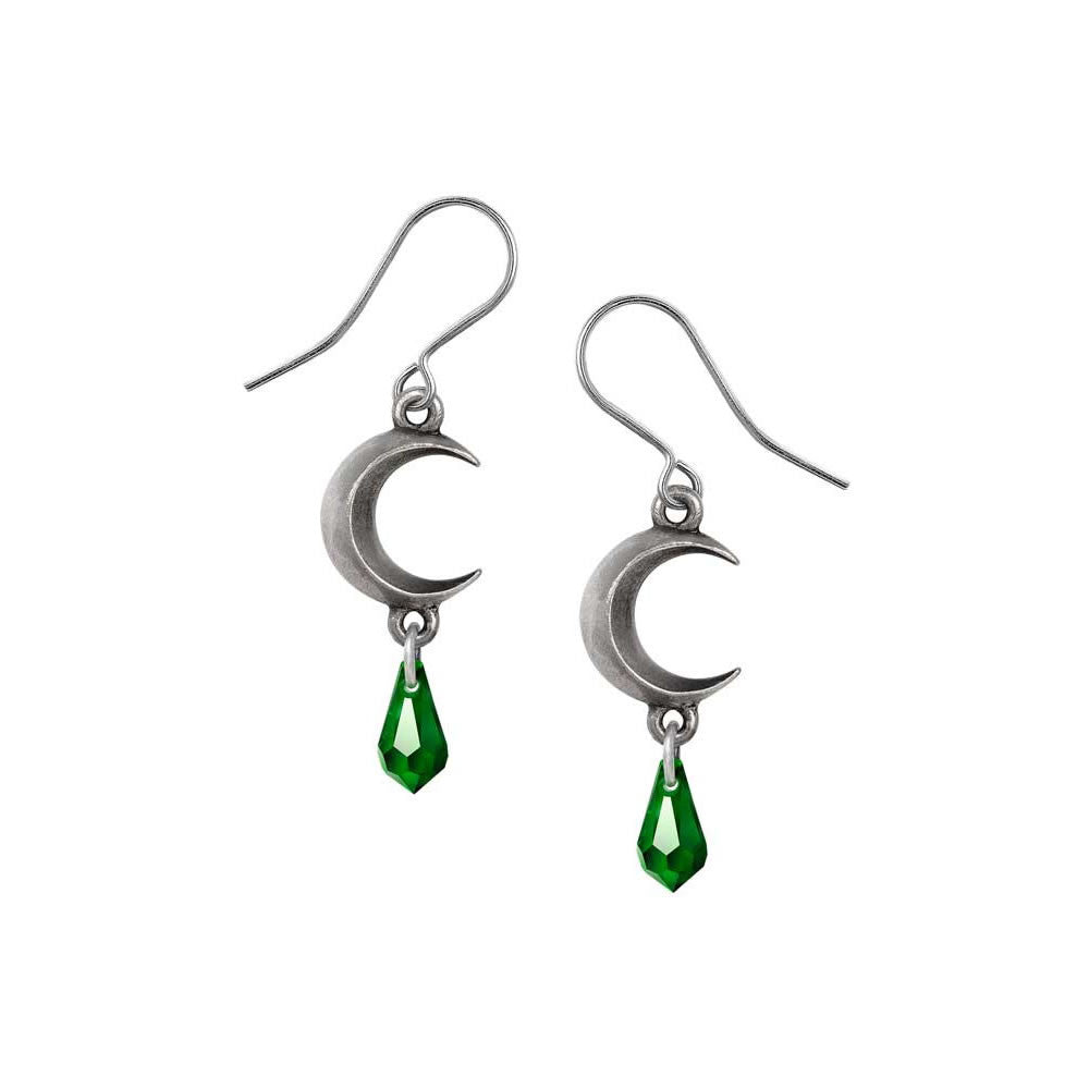 Alchemy Gothic Tears of the Moon Green Earrings E477