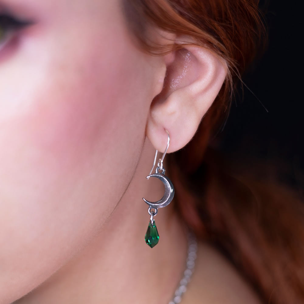 Alchemy Gothic Tears of the Moon Green Earrings E477