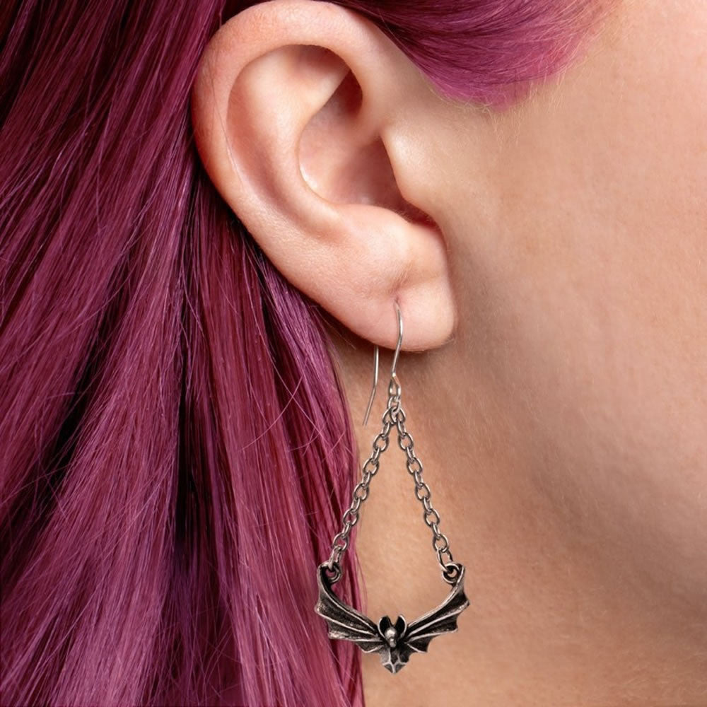 Alchemy Gothic The Attic Flying Bat Earrings E479