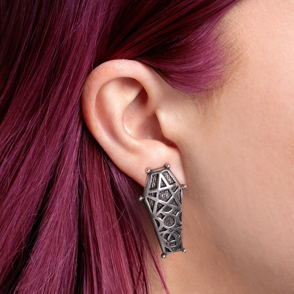Alchemy Gothic Hex Coffin Earrings E480