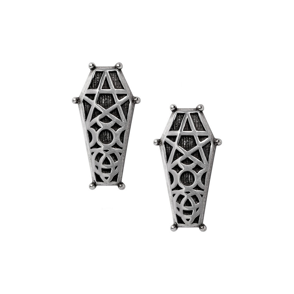 Alchemy Gothic Hex Coffin Earrings E480