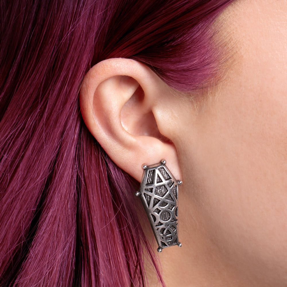 Alchemy Gothic Hex Coffin Earrings E480