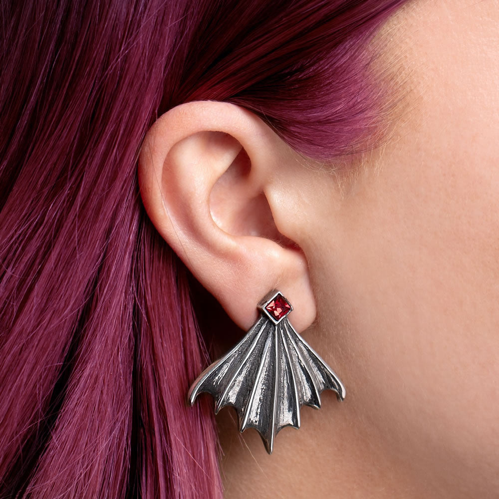 Alchemy Gothic Nighttime Large Bat Wings Earrings E484