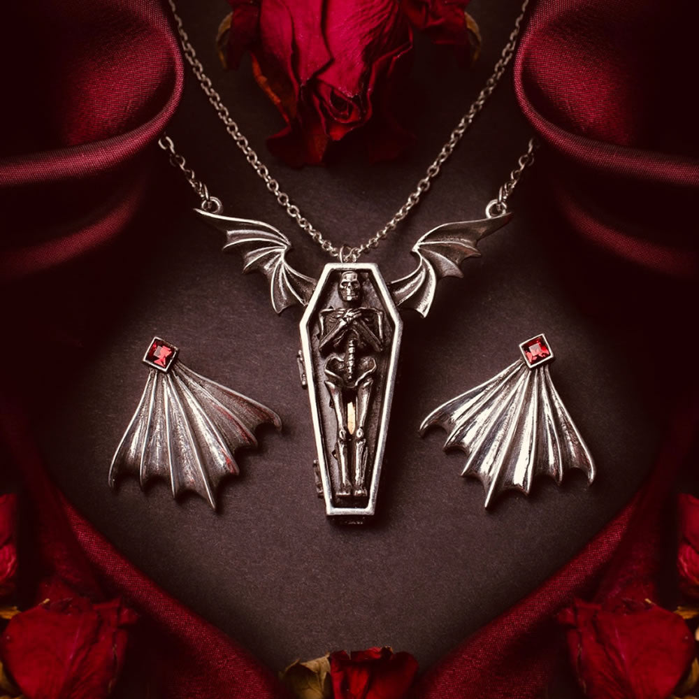 Alchemy Gothic Nighttime Large Bat Wings Earrings E484