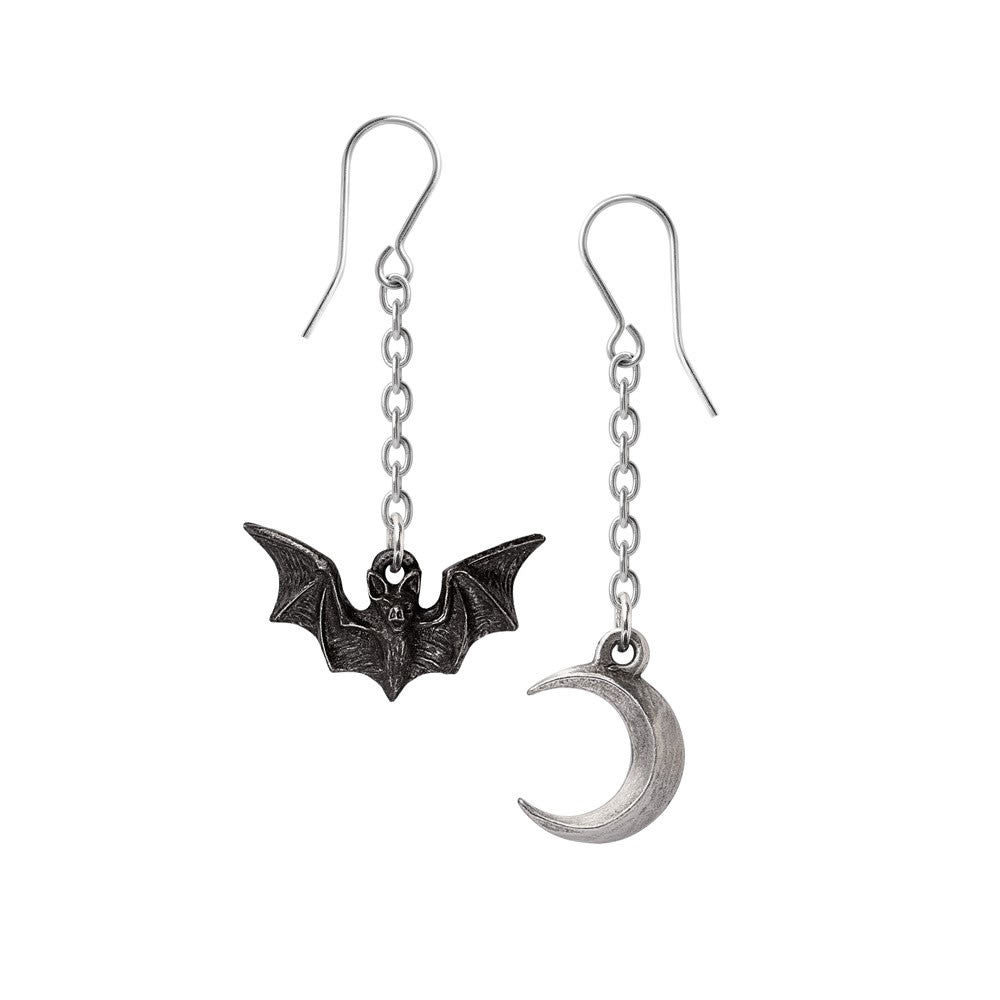 Alchemy Gothic Lunatious Bat Moon Earrings E487
