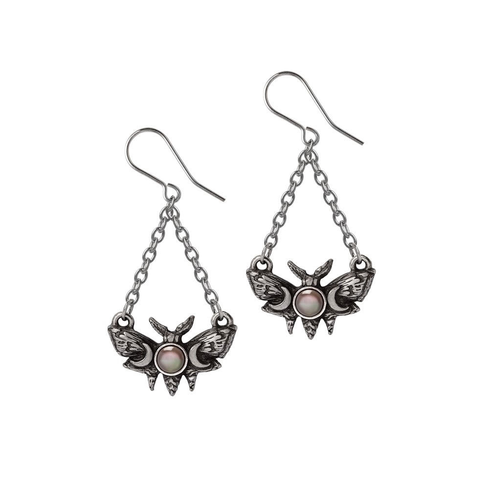Alchemy Gothic Lunar Moth Dropper Earrings E488