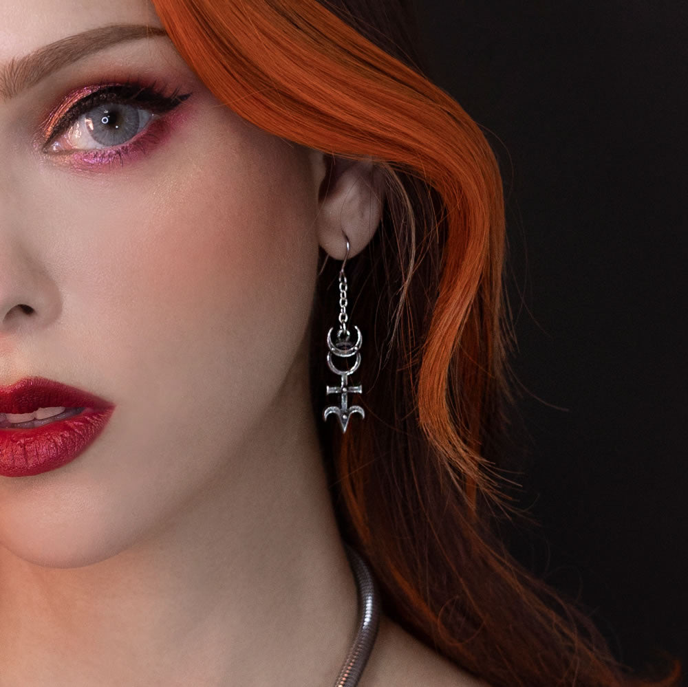Alchemy Gothic Dr. Dee's Monad Dropper Earrings Astrology Aries E493