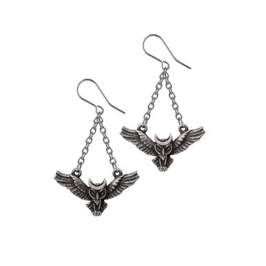 Alchemy Gothic Noctis Athena Owl Earrings E494