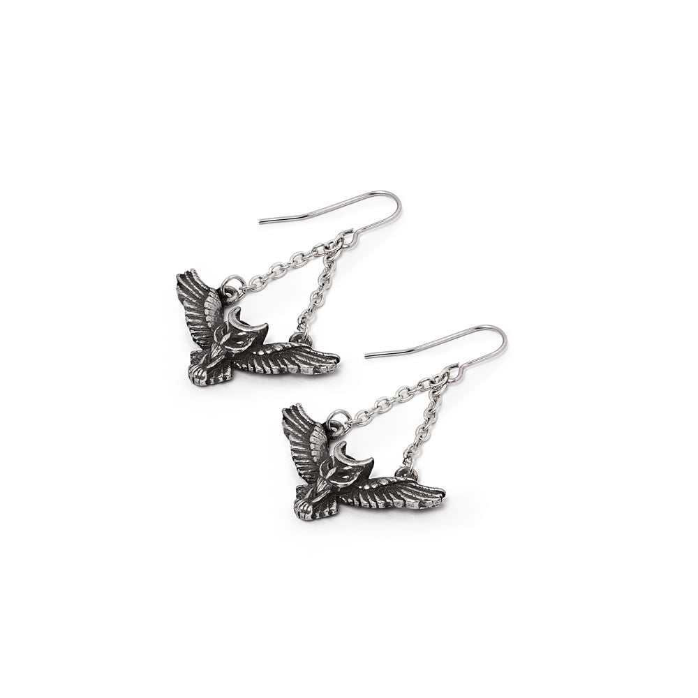 Alchemy Gothic Noctis Athena Owl Earrings E494