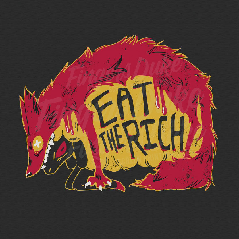 Fingers Duke Eat The Rich Back Art Black T-Shirt