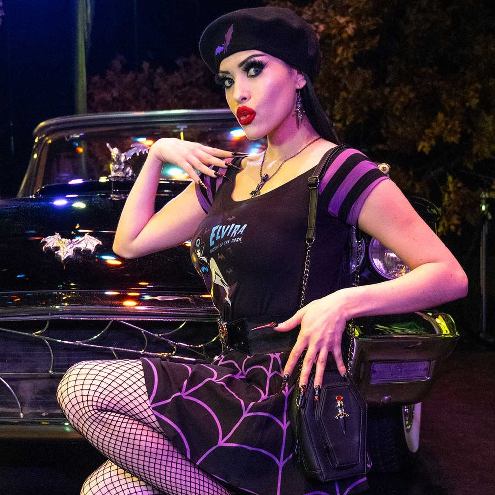 Kreepsville 666 Elvira Golden Coffin Crossbody Wristlet Purse