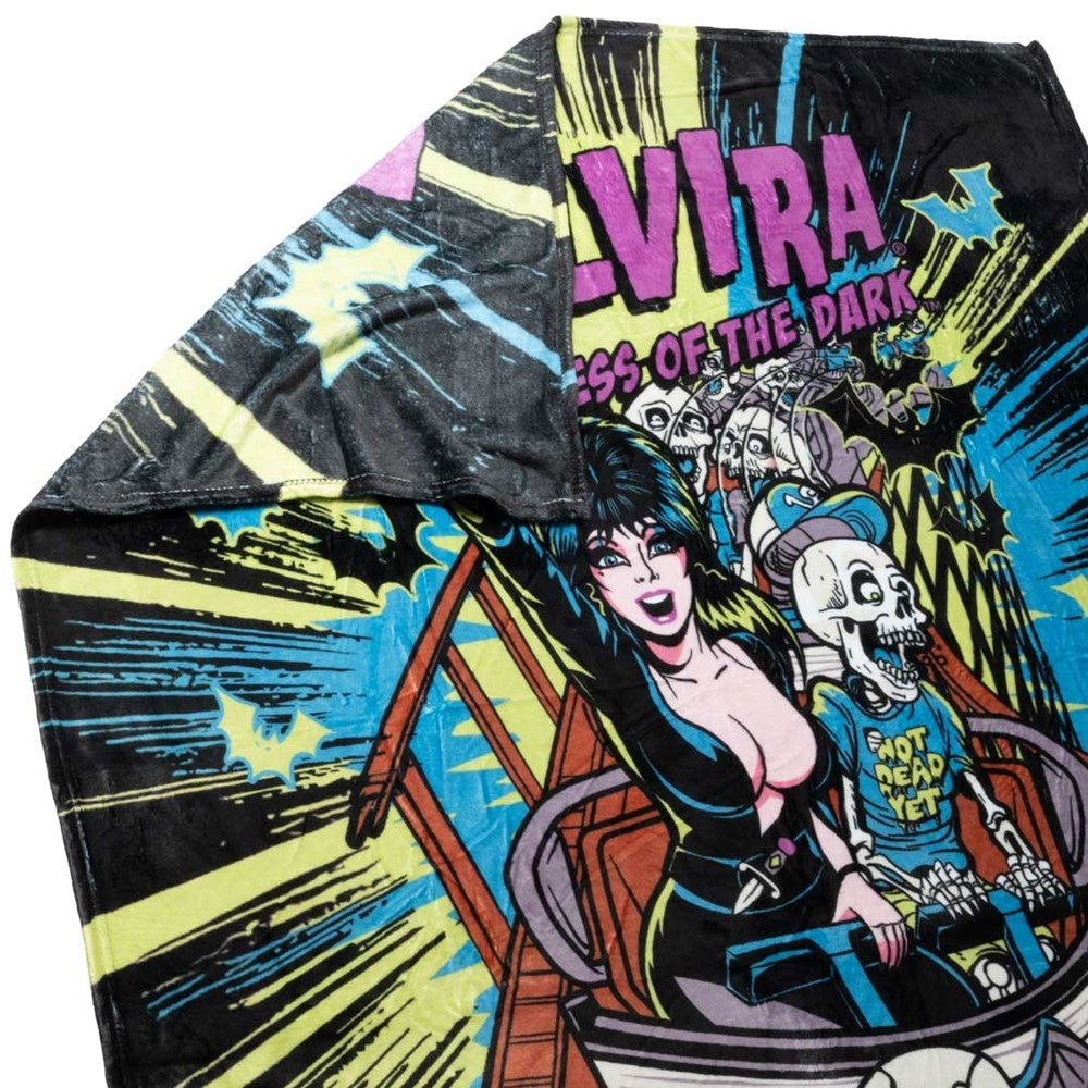 Kreepsville 666 Elvira Colorful Ghostcoaster Plush Throw Blanket