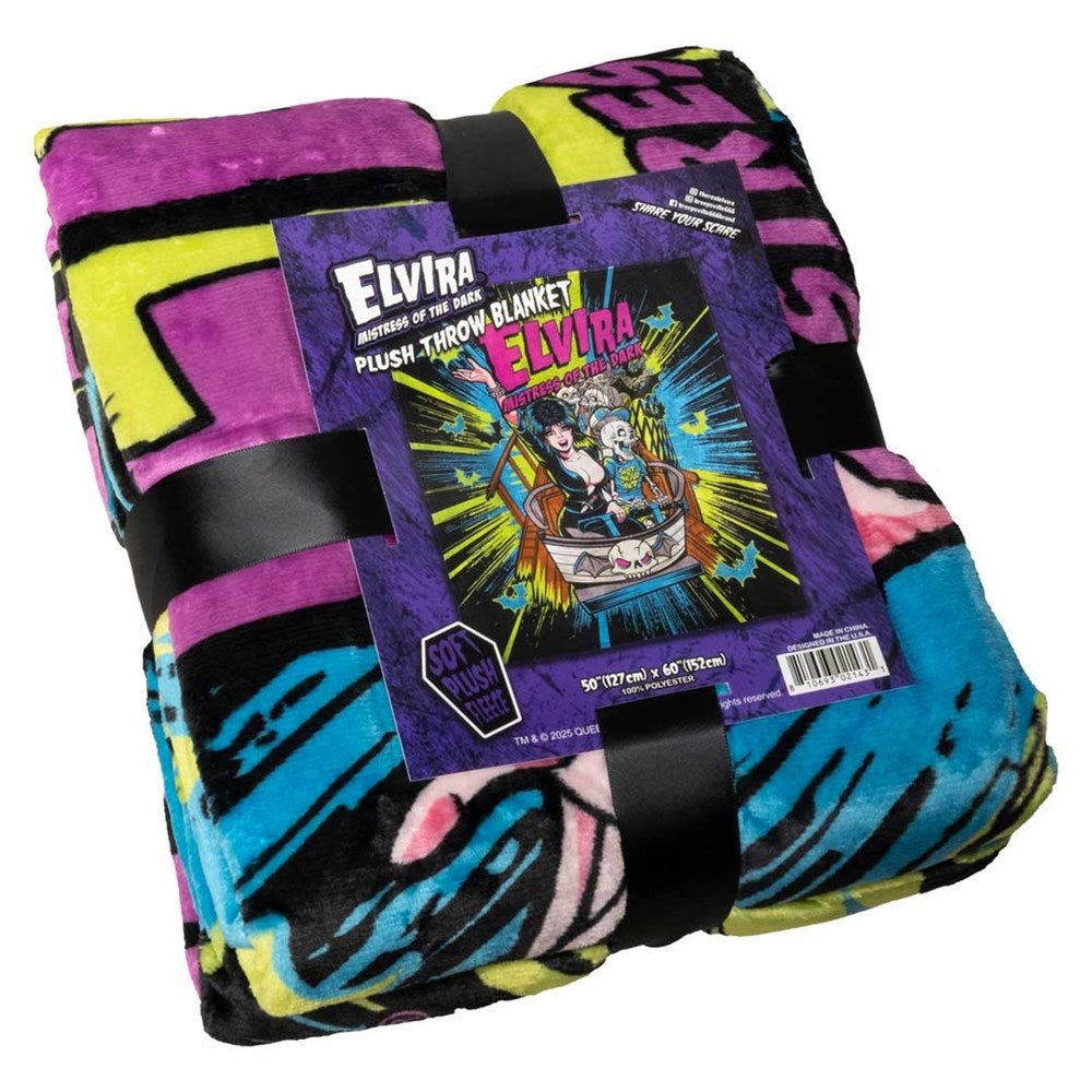 Kreepsville 666 Elvira Colorful Ghostcoaster Plush Throw Blanket
