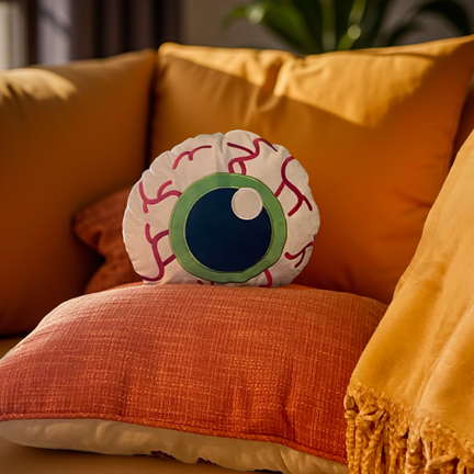 MaterialJill Spooky Eyeball 12" Plush Throw Pillow