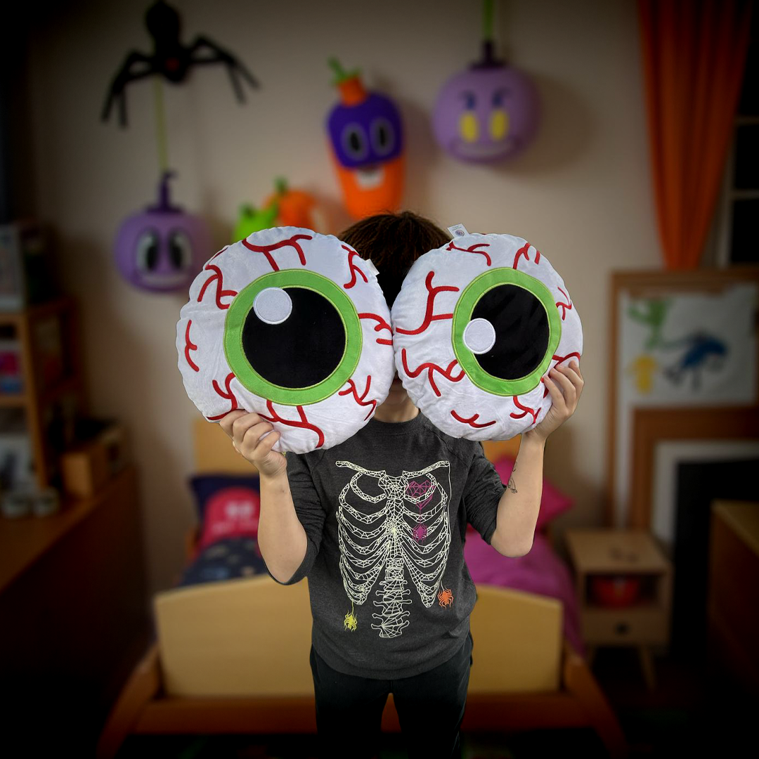 MaterialJill Spooky Eyeball 12" Plush Throw Pillow