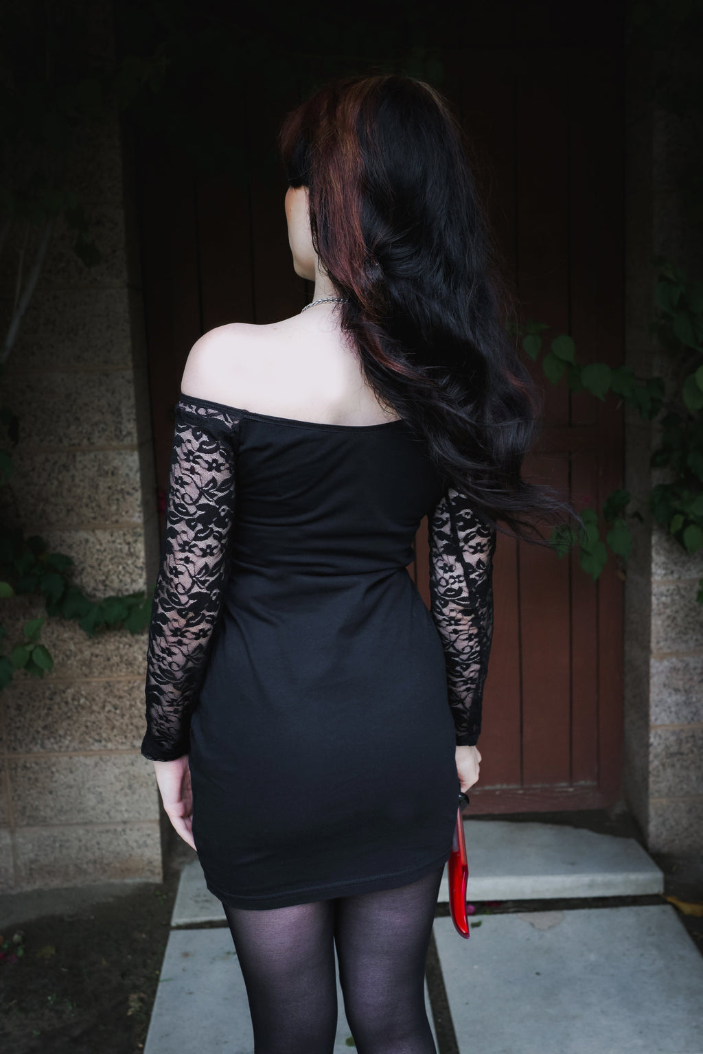 Vera's Eyecandy Nightmare on Elm Street Off-Shoulder Lace Dress