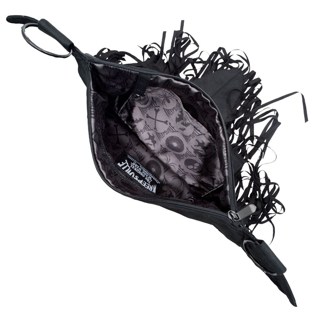 Kreepsville 666 Bat Wing Fringe Large Shoulder Bag Purse