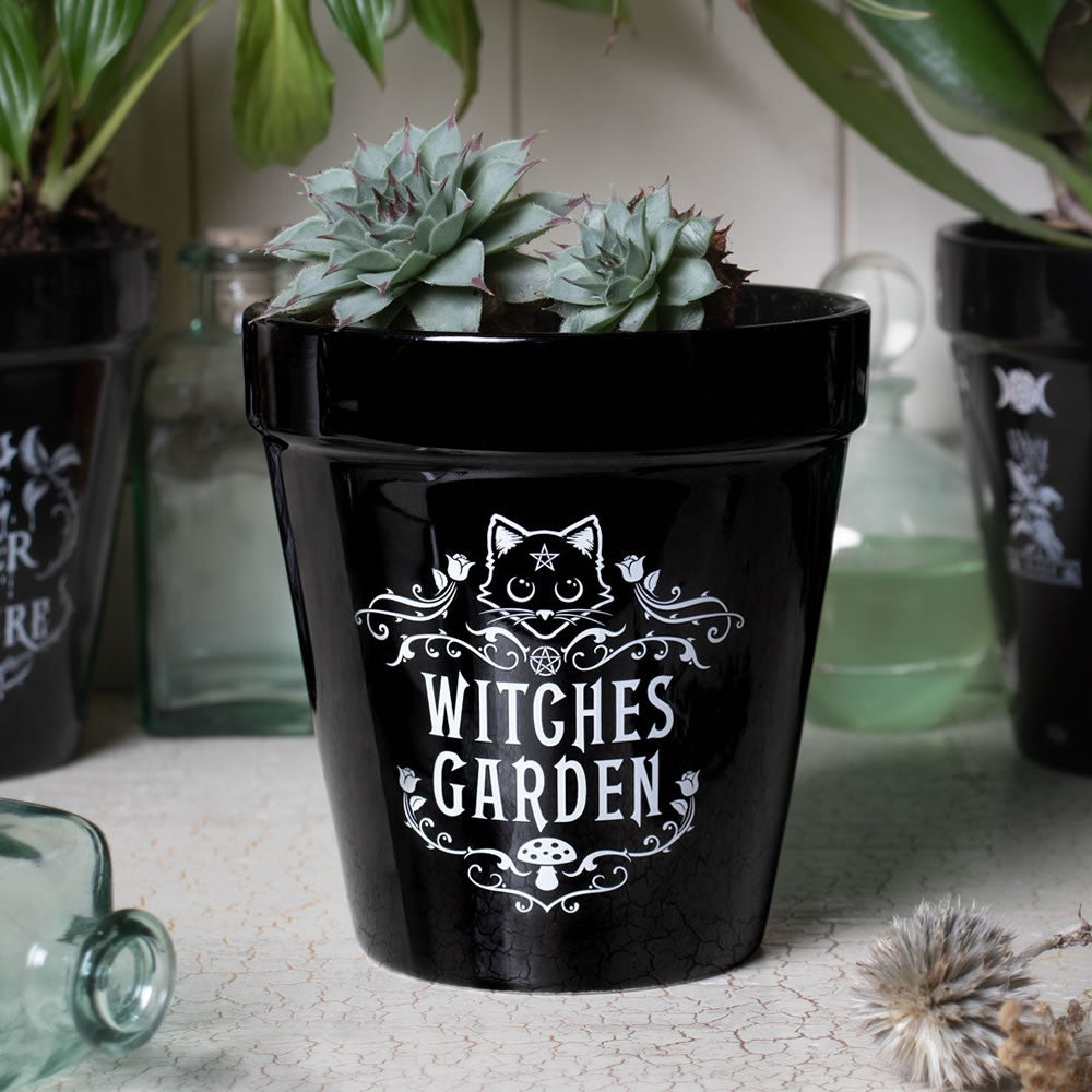 Alchemy Gothic Purrfect Cat Witches Garden Plant Pot GPP1