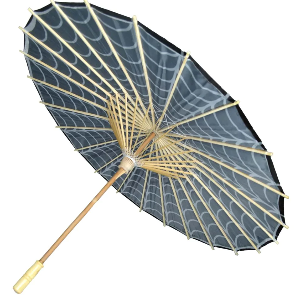 Kreepsville 666 Spiderweb Gray & Black Shade Parasol