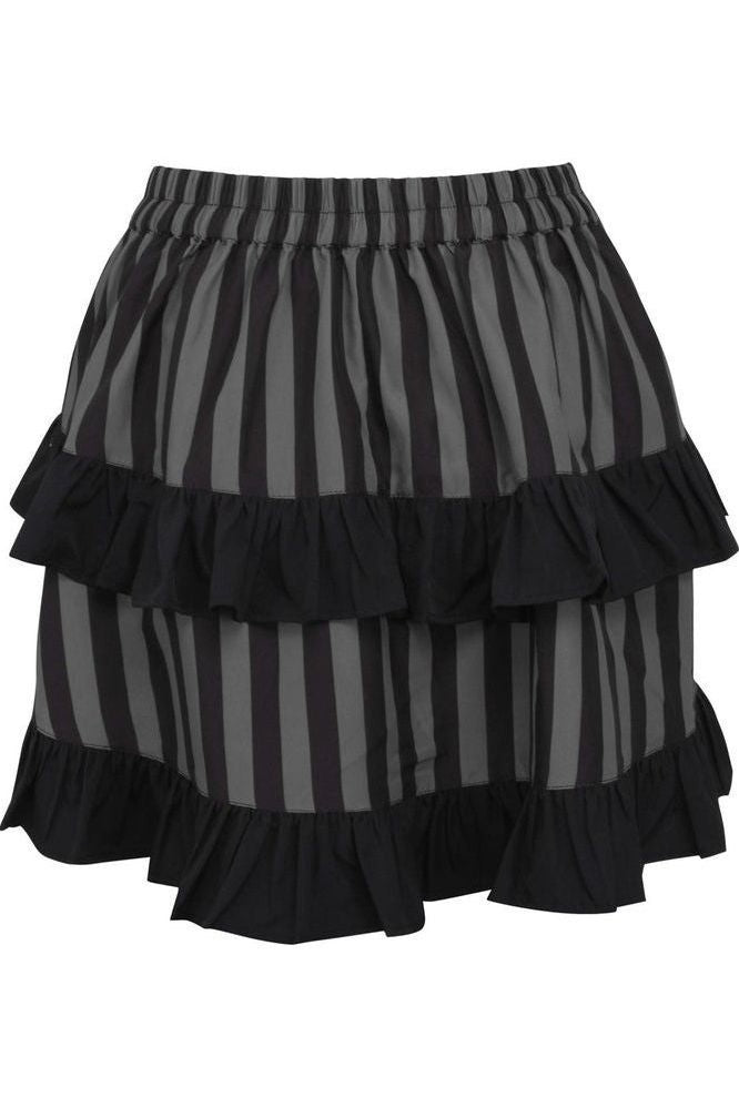 Daisy Corsets Grey Black Striped Ruched Bustle Skirt