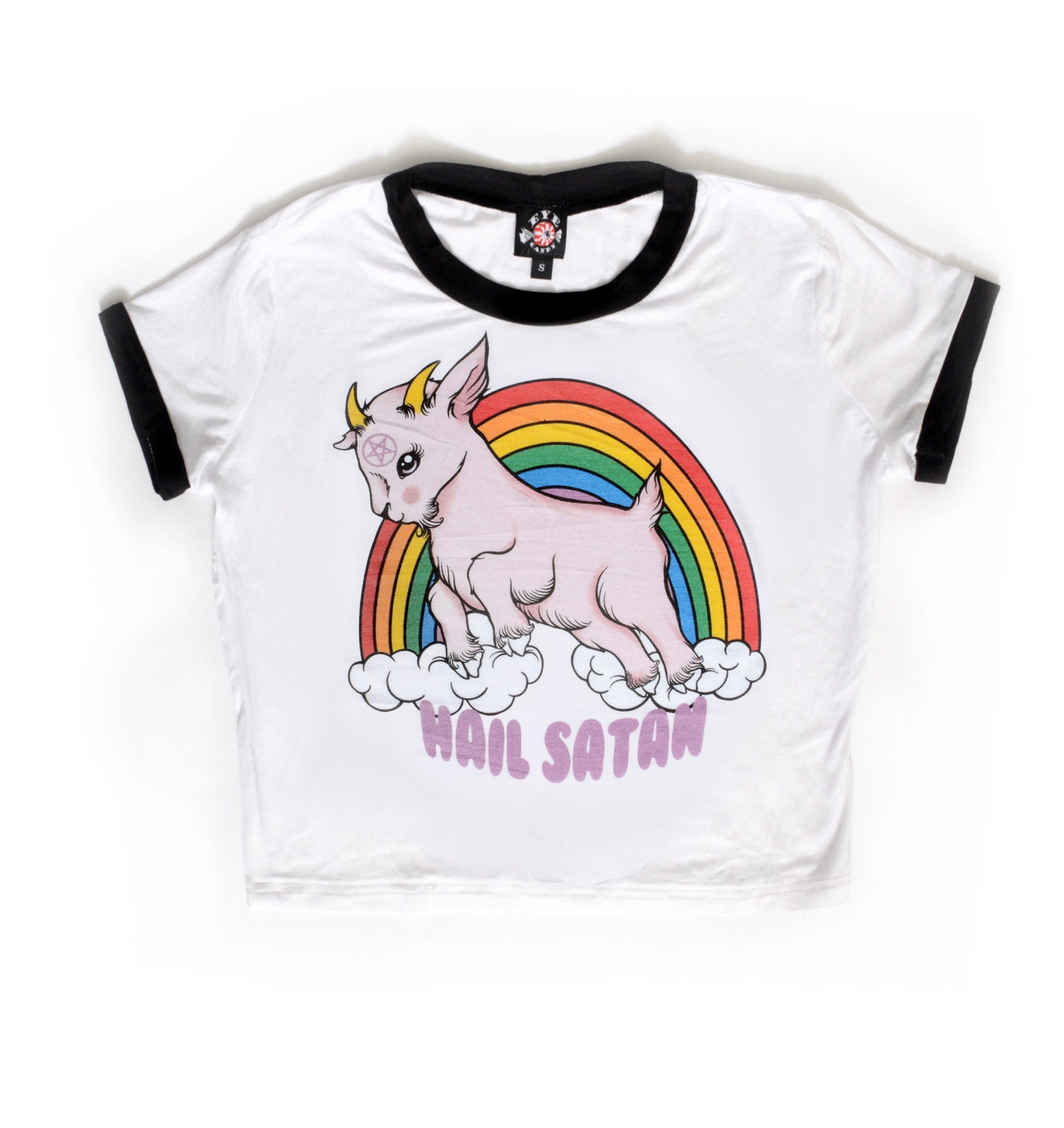 Vera's Eyecandy Demon Goat 'Hail Satan' Ringer Tee