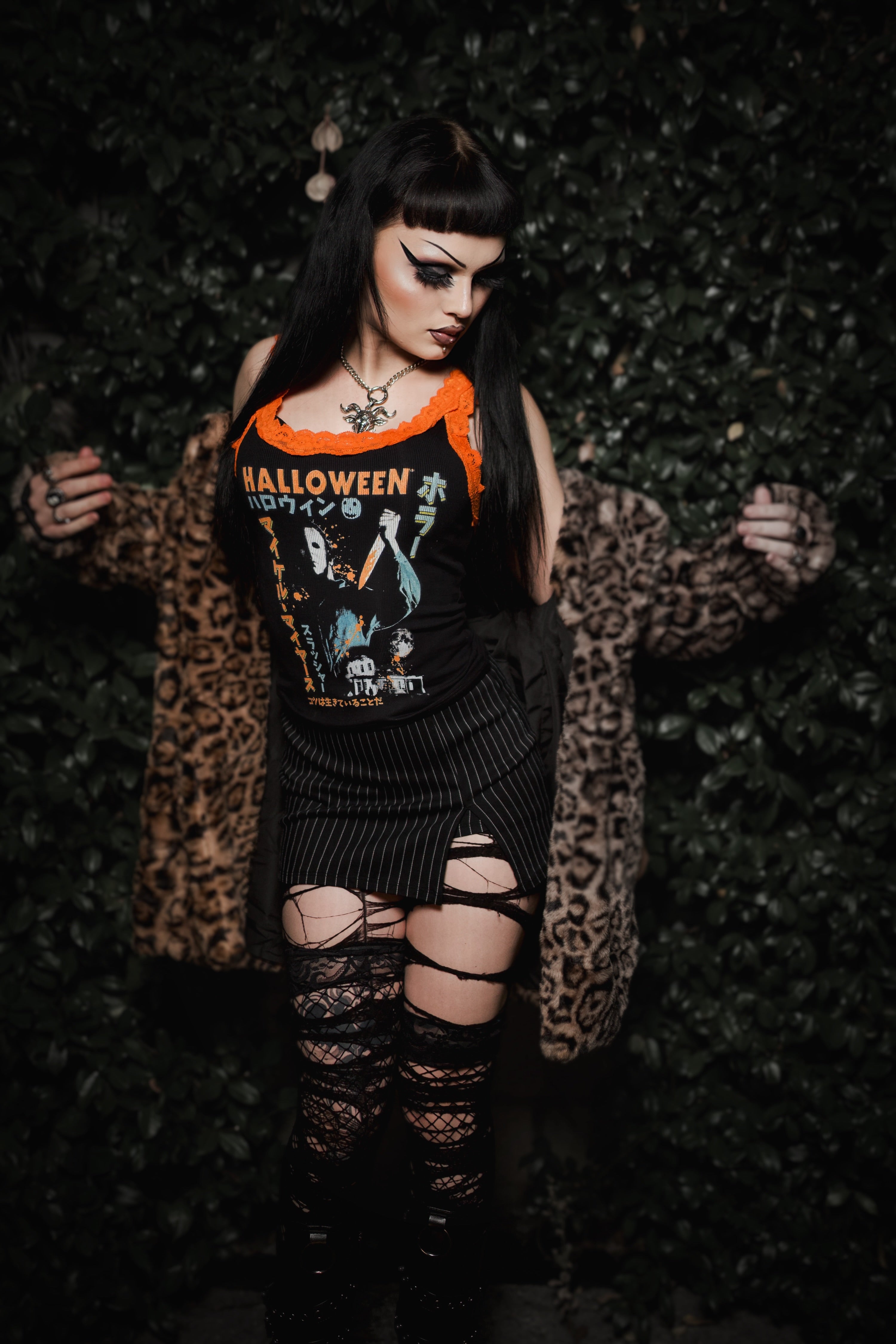 Vera's Eyecandy Halloween Lace Ribbed Horror Tank Ltd Ed