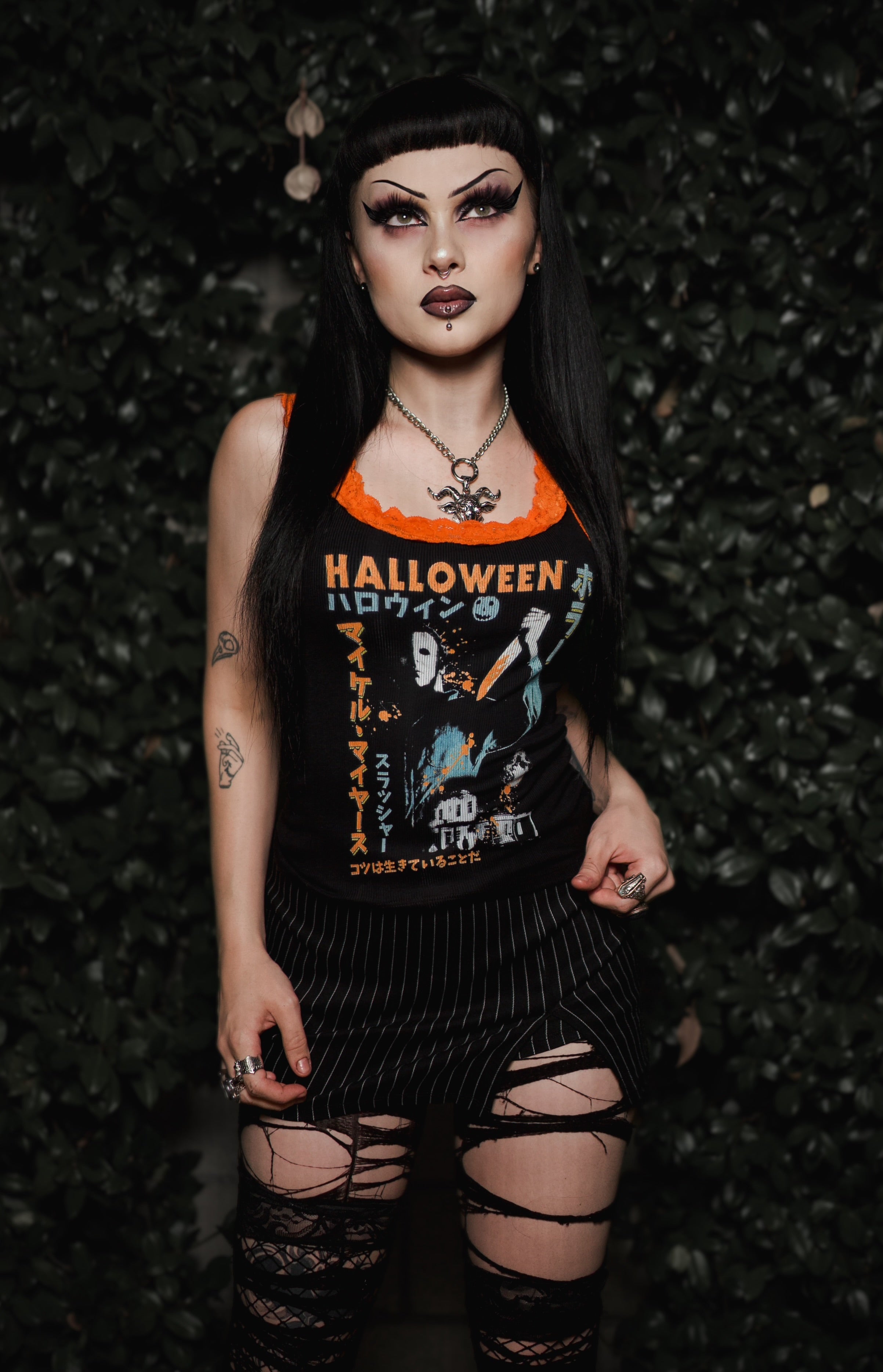 Vera's Eyecandy Halloween Lace Ribbed Horror Tank Ltd Ed