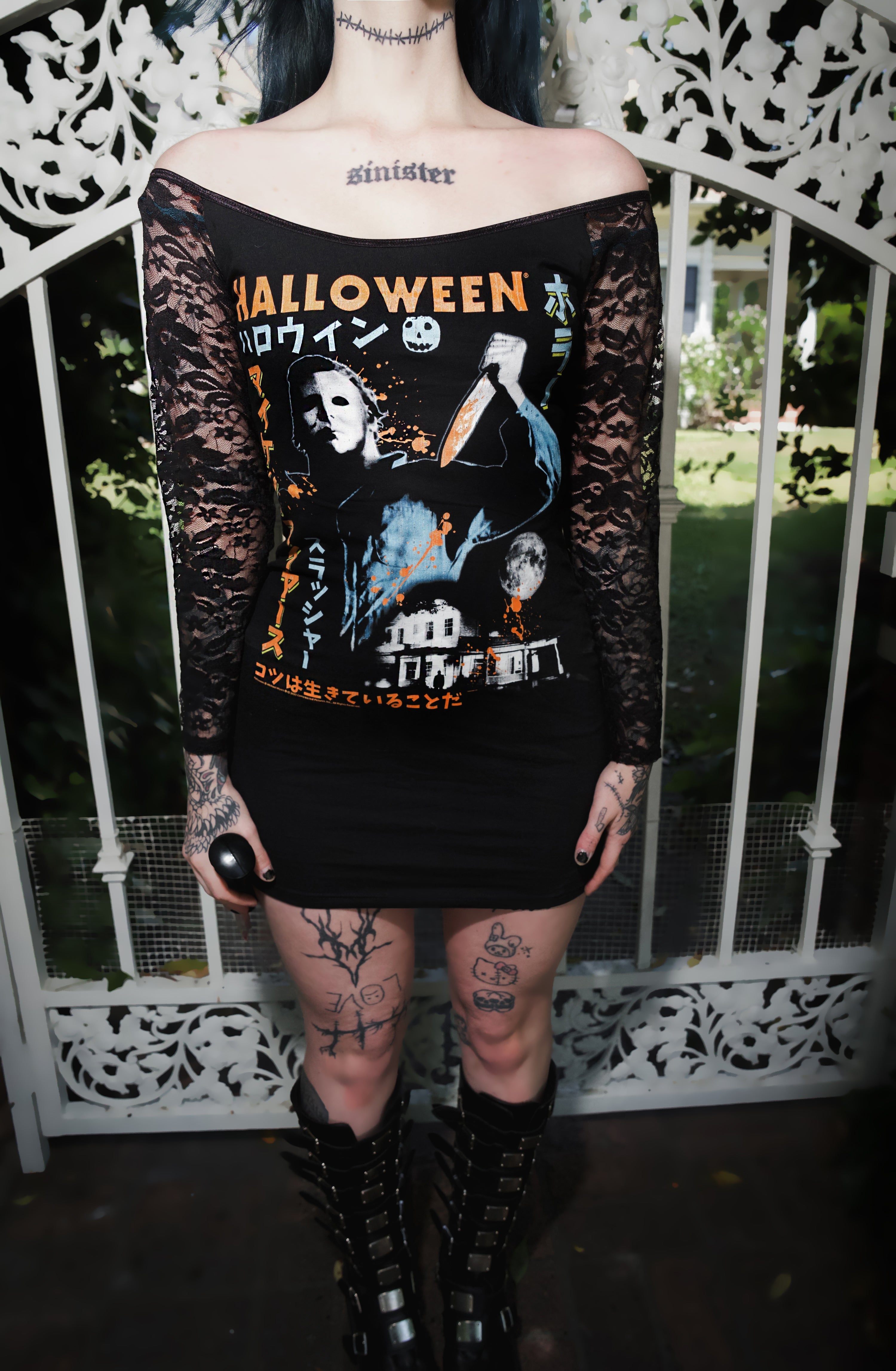 Vera's Eyecandy Halloween Off-Shoulder Lace Dress