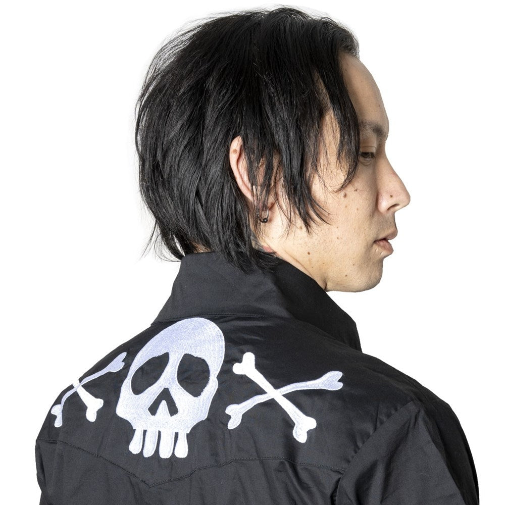 Kreepsville 666 Harlock Skull X Bones Black Western Shirt