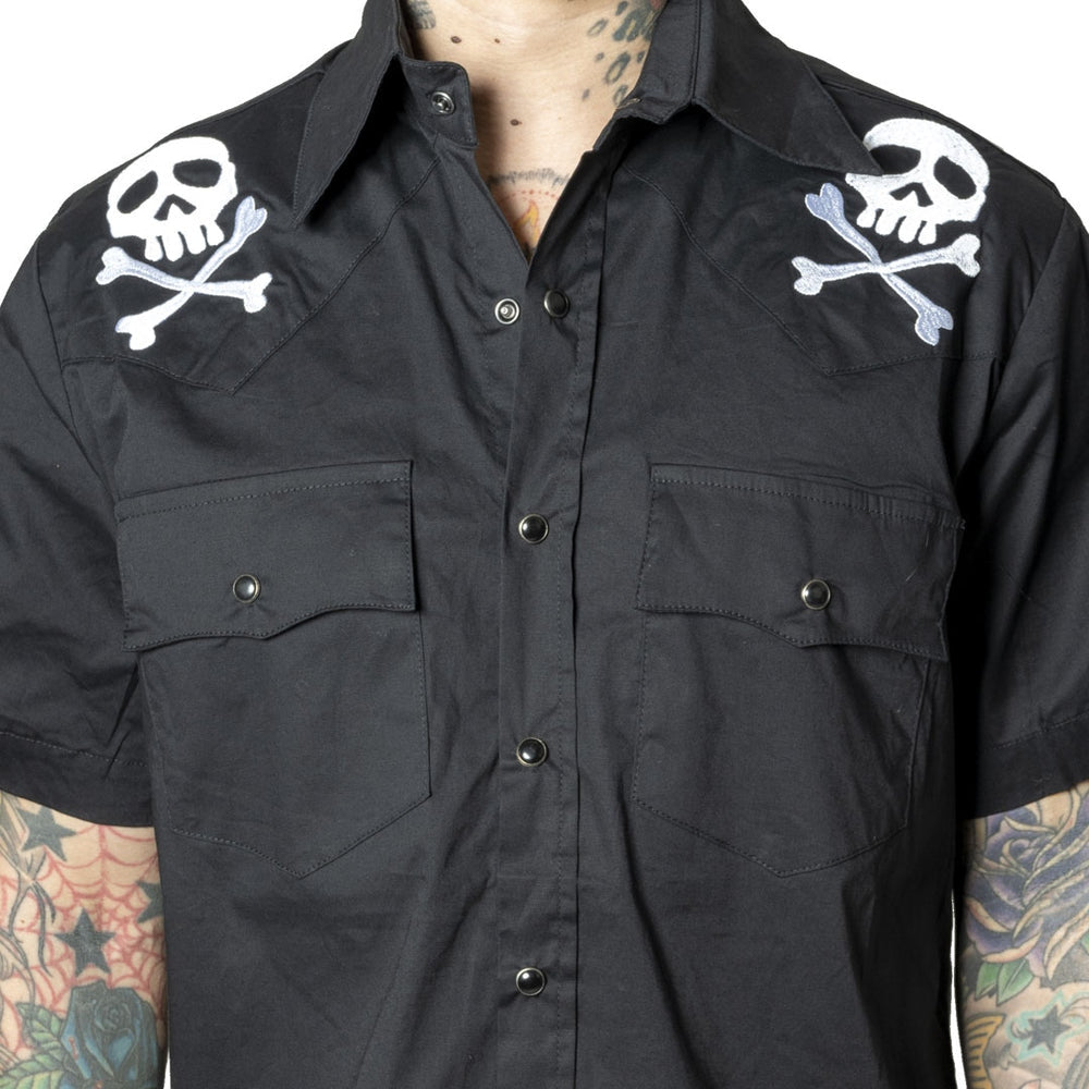 Kreepsville 666 Harlock Skull X Bones Black Western Shirt