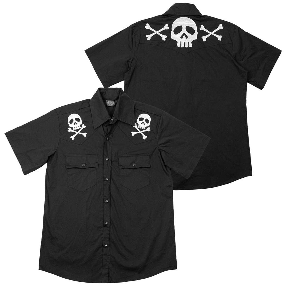 Kreepsville 666 Harlock Skull X Bones Black Western Shirt