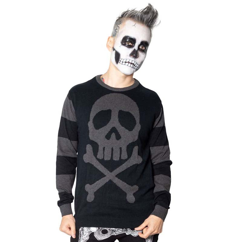 Kreepsville 666 Harlock Striped Skull Cotton Sweater