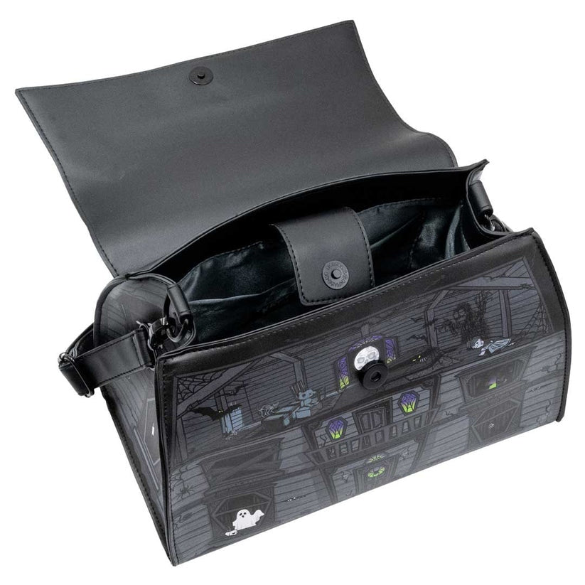 Kreepsville 666 Haunted House Doctor's Bag Vegan Purse Magnet Clasp Handle Strap