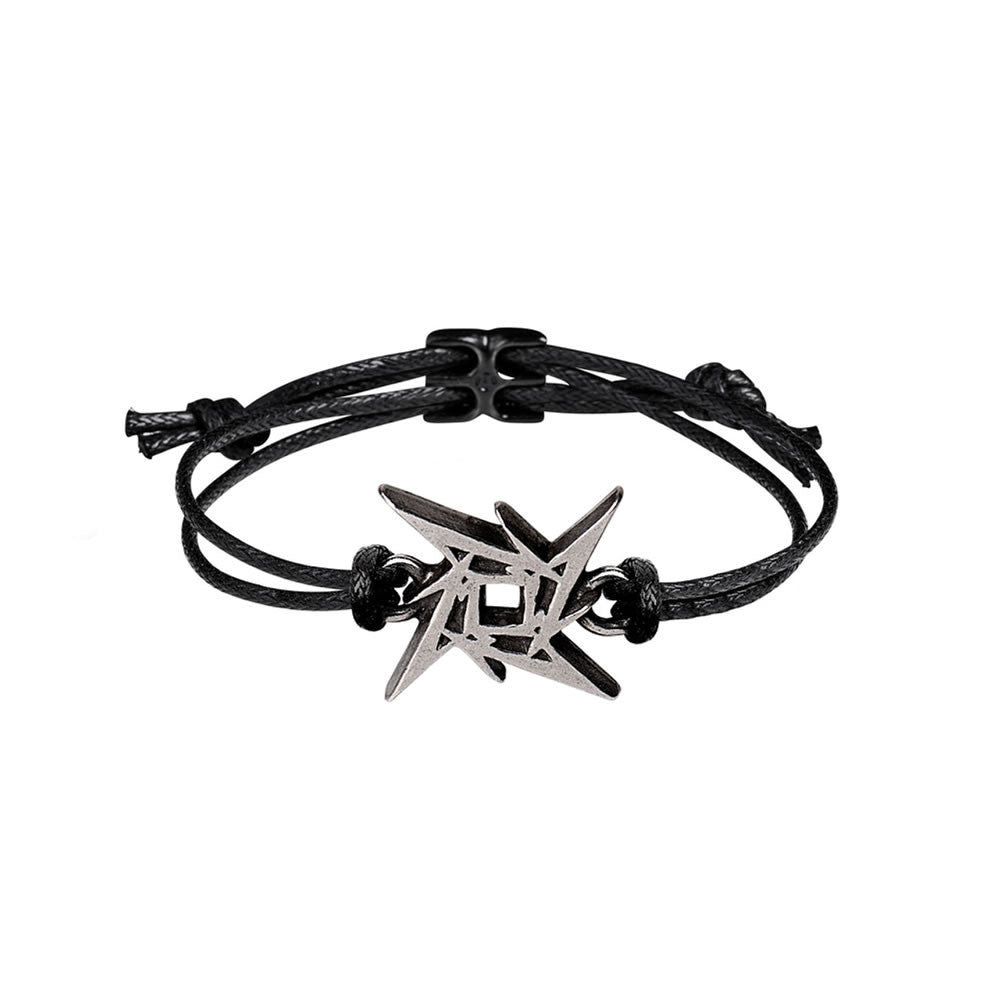 Alchemy Gothic Metallica Ninja Star Cord Bracelet HRWL459