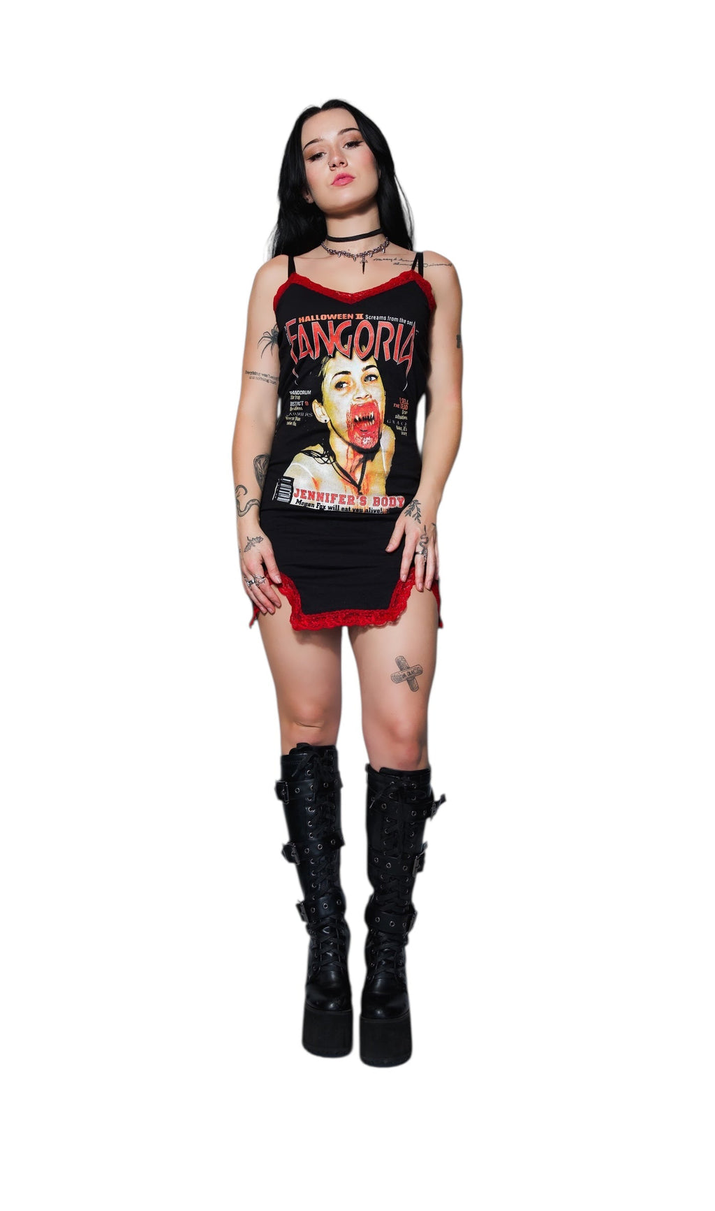 Vera's Eyecandy Jennifer's Body Fangoria Slit Red Lace Dress