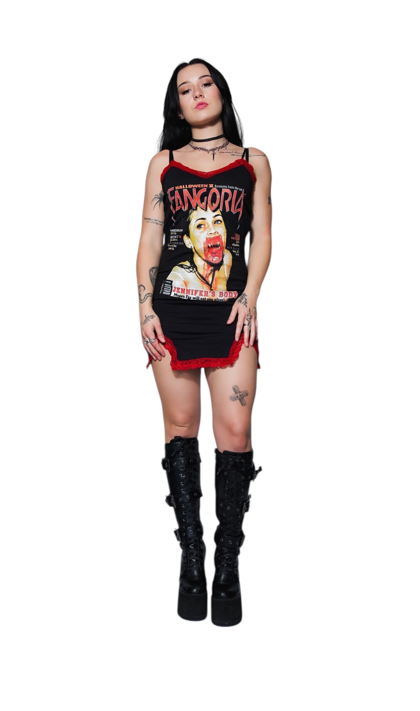 Vera's Eyecandy Jennifer's Body Fangoria Slit Red Lace Dress