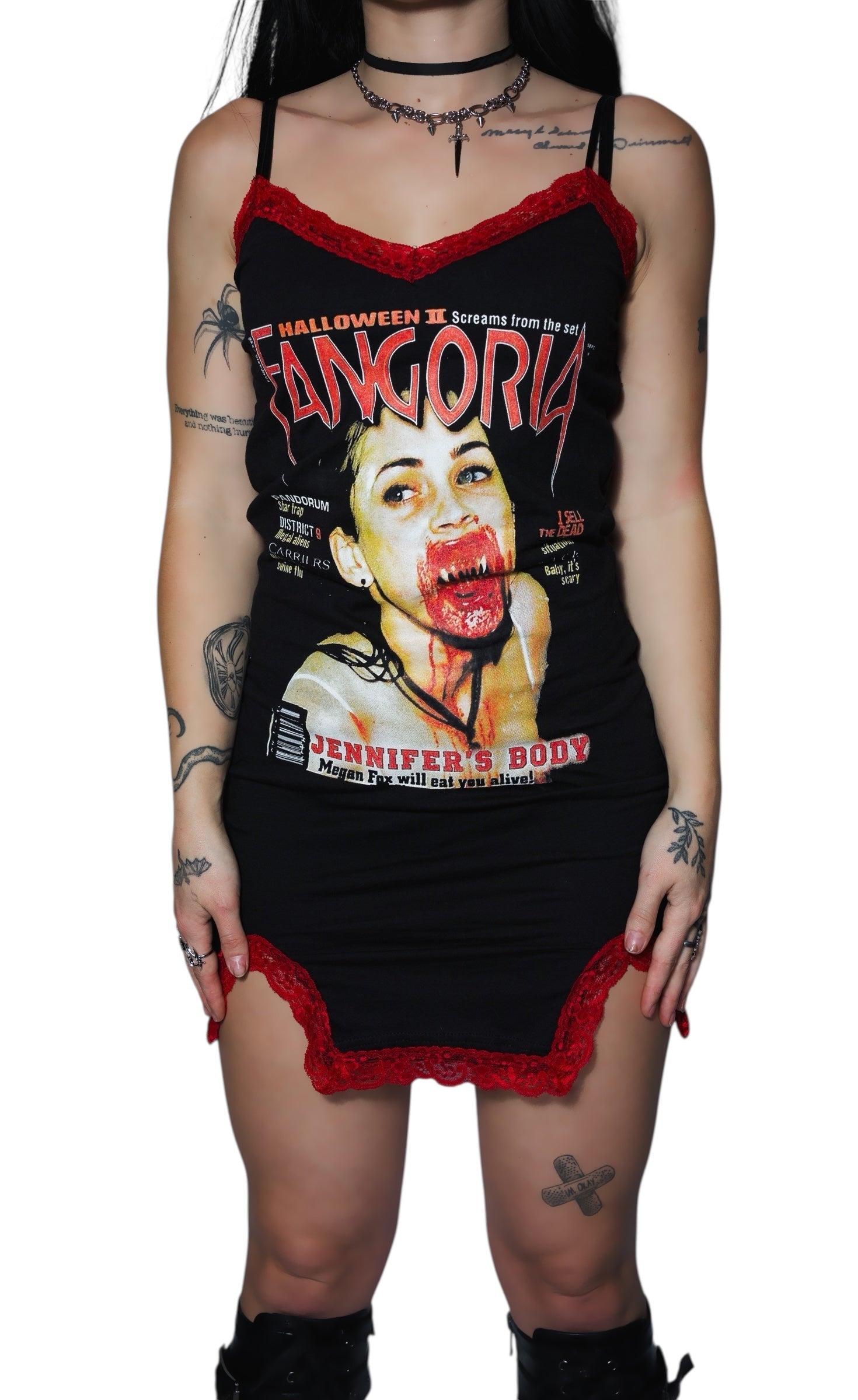 Vera's Eyecandy Jennifer's Body Fangoria Slit Red Lace Dress