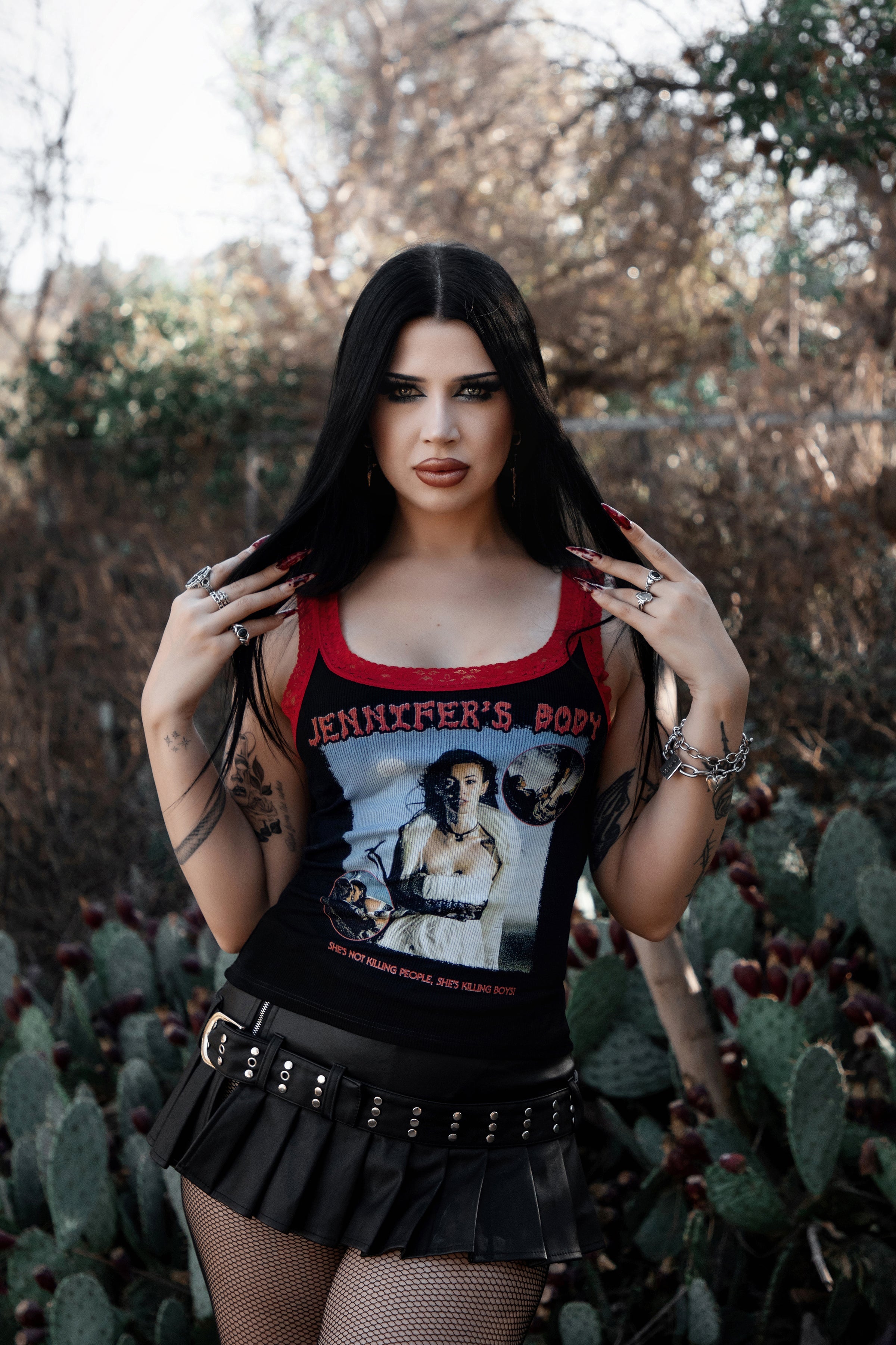 Vera's Eyecandy Jennifer's Body Lace Ribbed Tank