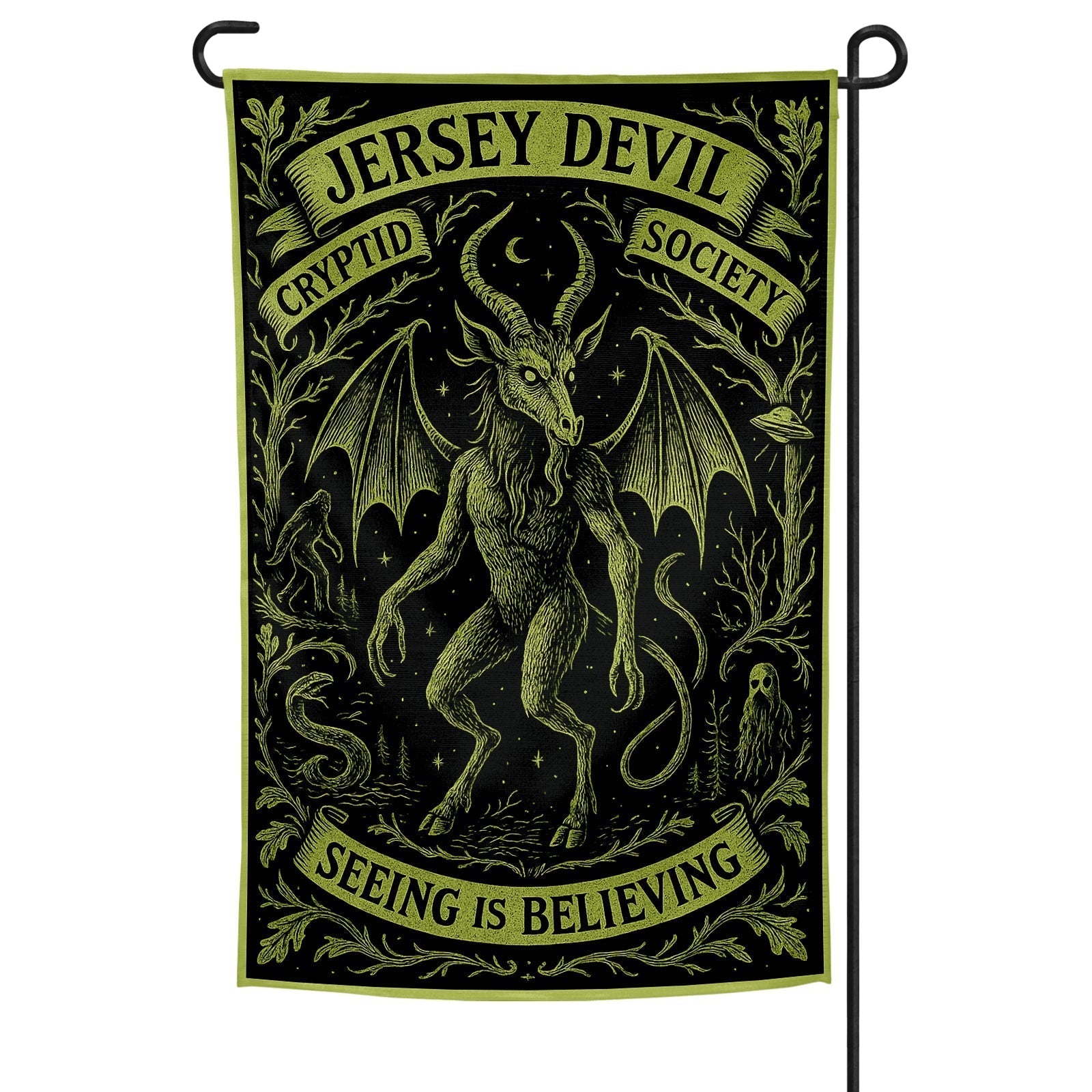 Original Underground Jersey Devil Cryptid Society Garden Flag