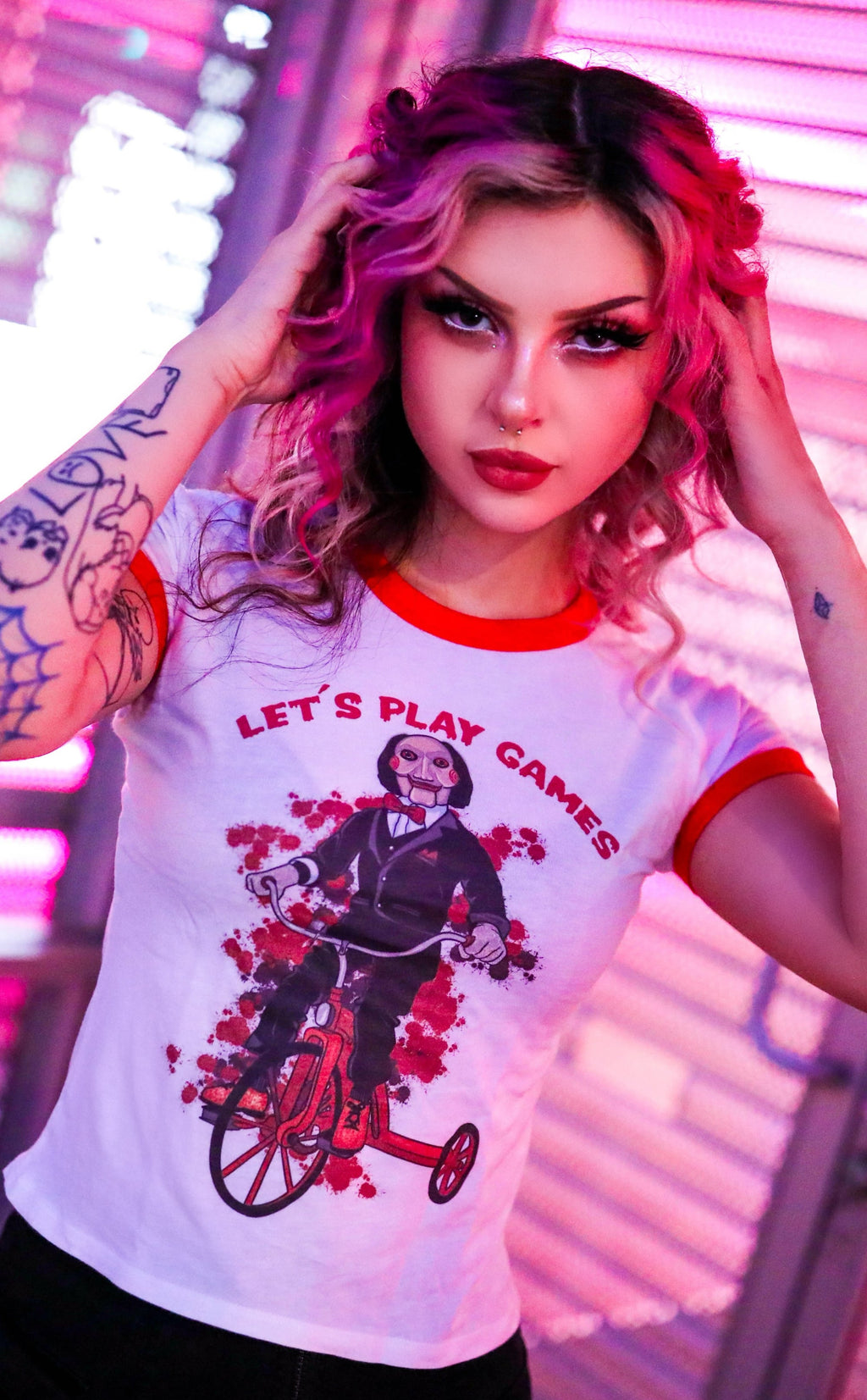 Vera's Eyecandy Jigsaw 'Let’s Play Games' Ringer Tee