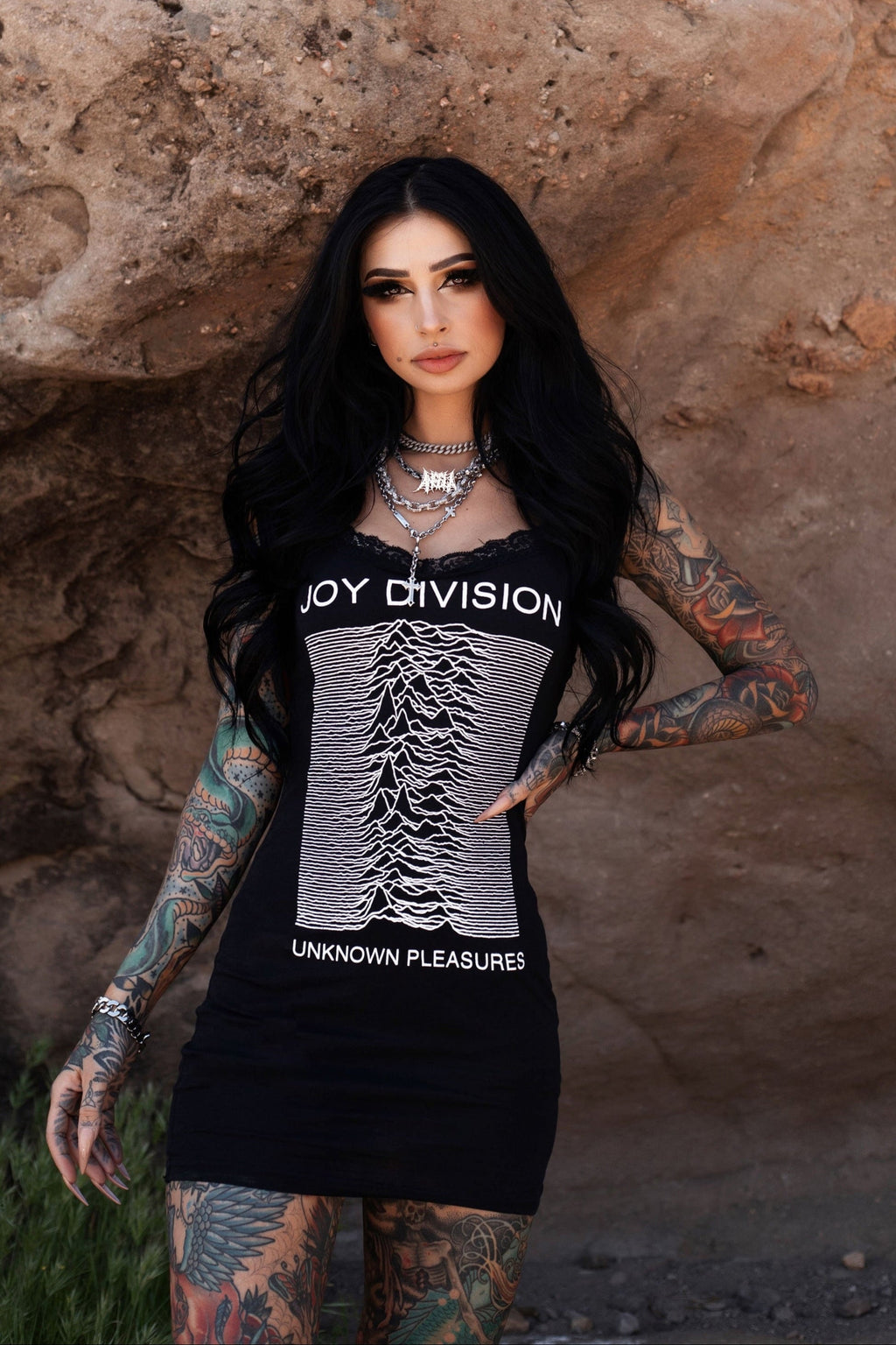 Vera's Eyecandy Joy Division Goth Lace Strap Dress