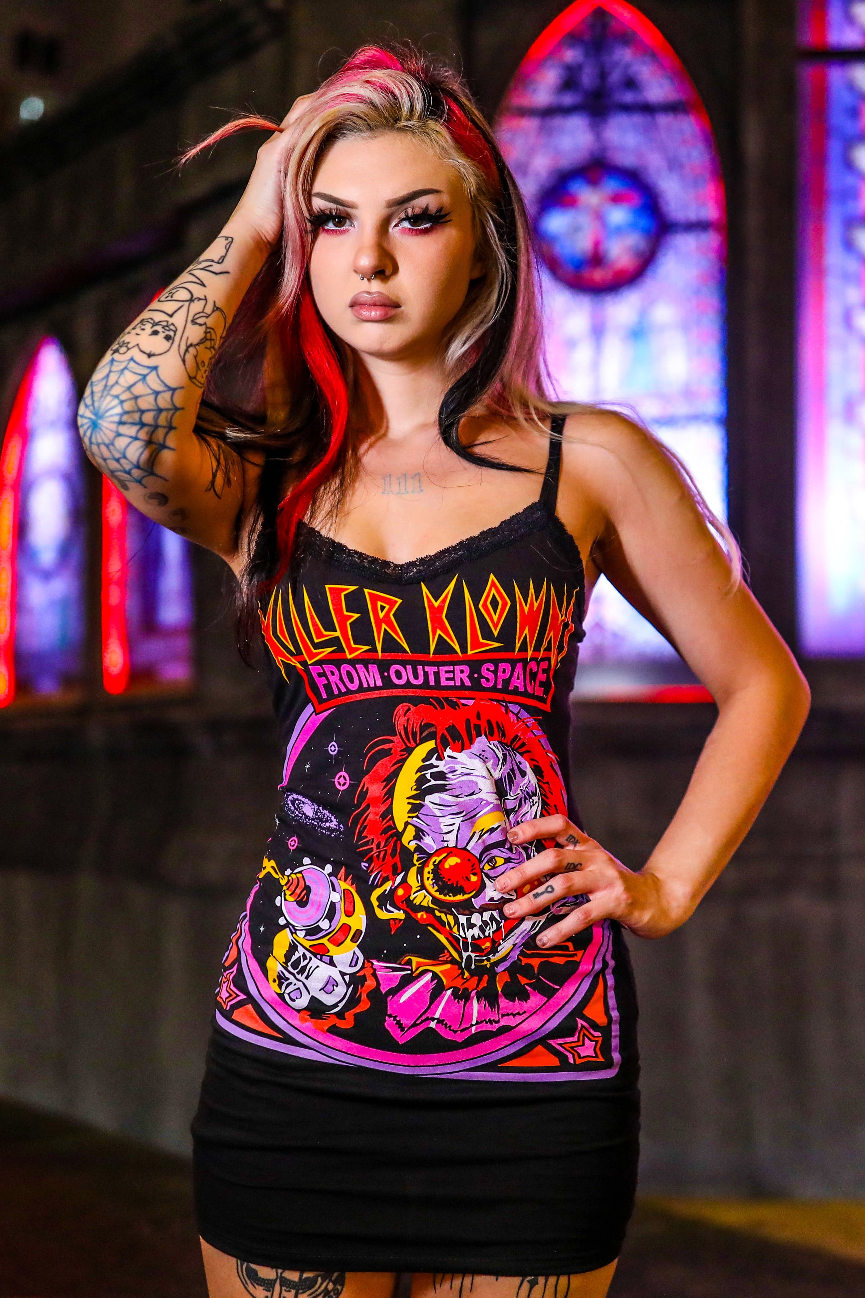 Vera's Eyecandy Killer Klowns Lace Strap Dress