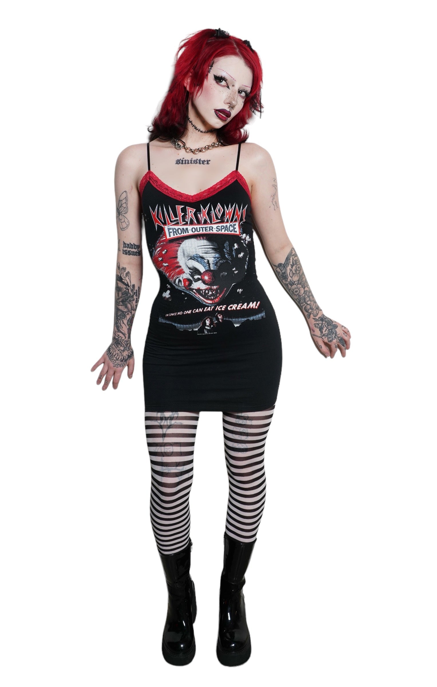 Vera's Eyecandy Killer Klowns From Outer Space Red Lace Strap Dress