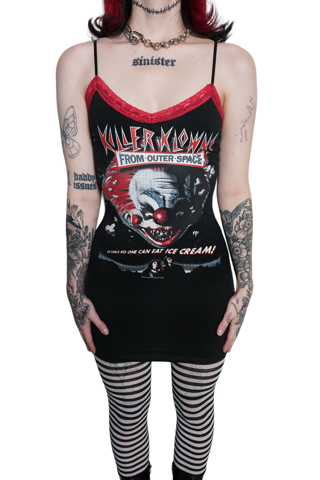 Vera's Eyecandy Killer Klowns From Outer Space Red Lace Strap Dress