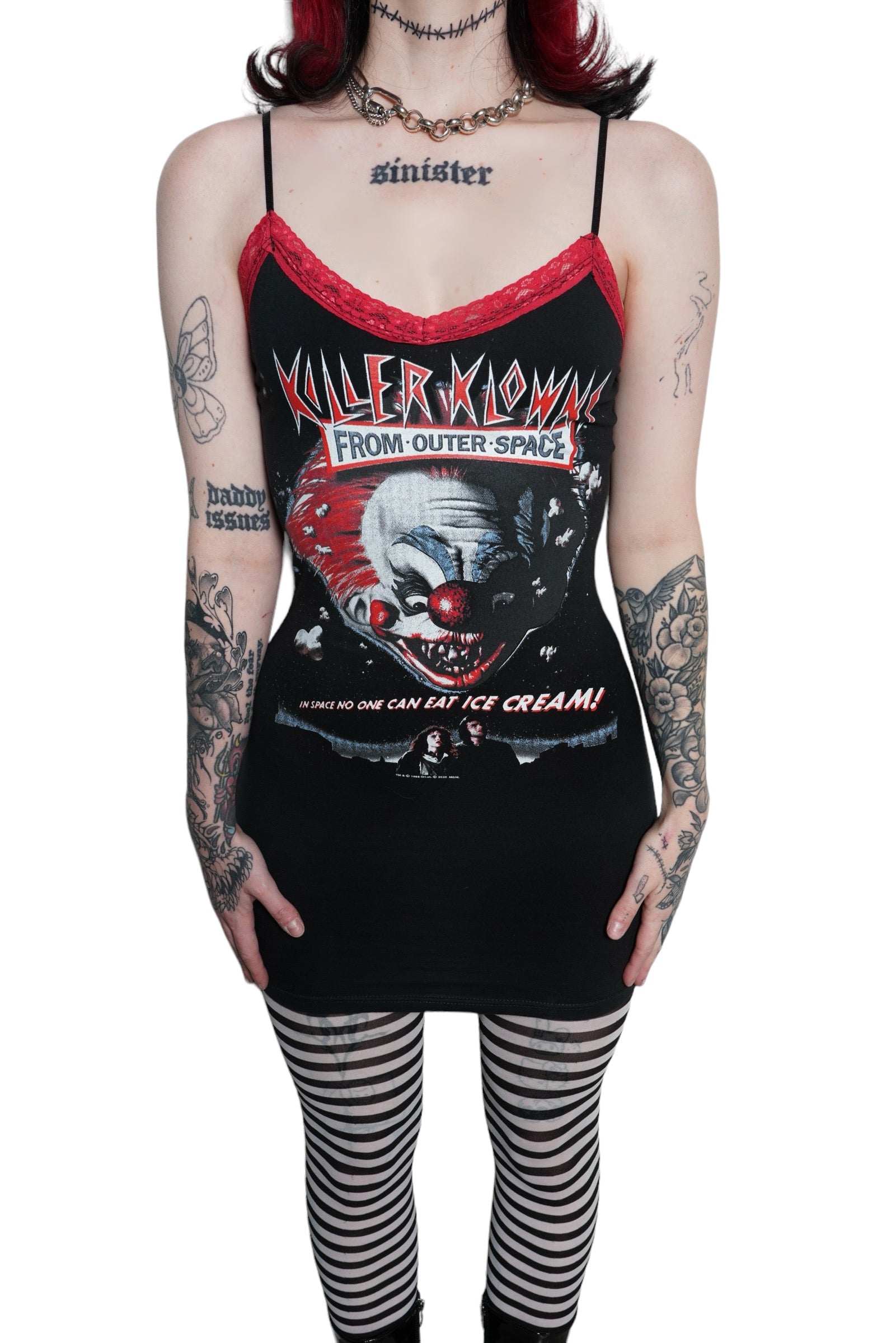 Vera's Eyecandy Killer Klowns From Outer Space Red Lace Strap Dress