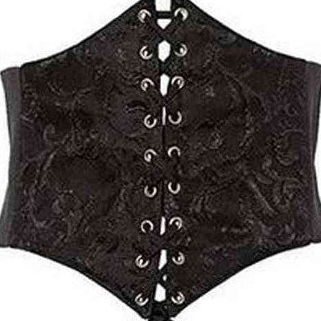 Lavish Black Brocade Corset Belt Cincher - Daisy Corsets