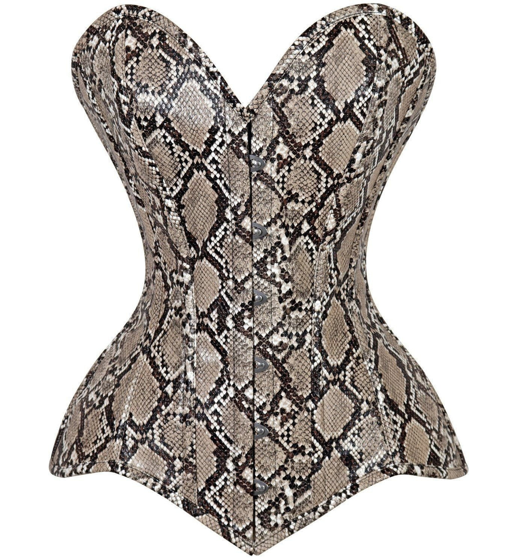 Lavish Snake Skin Print Overbust Corset Sweetheart Neckline Busk Closure - Daisy Corsets